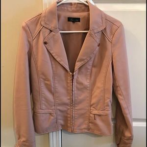 WOMENS PINK FAUX LEATHER JACKET
